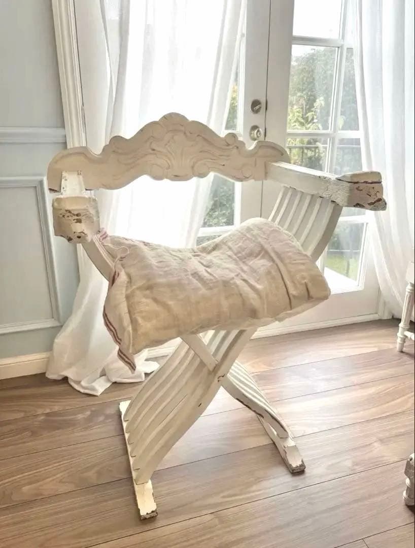 【本日限定】フランス アンティーク サボナローラチェア X脚 折りたたみ椅子