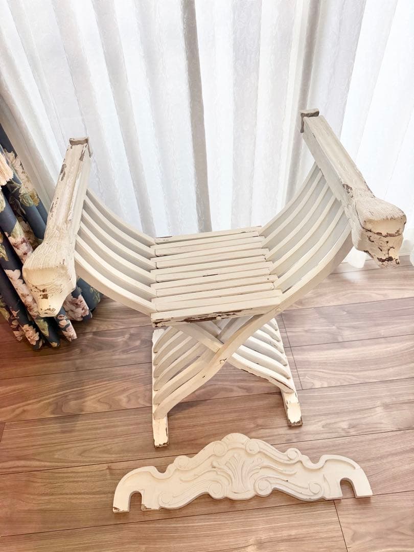 【本日限定】フランス アンティーク サボナローラチェア X脚 折りたたみ椅子