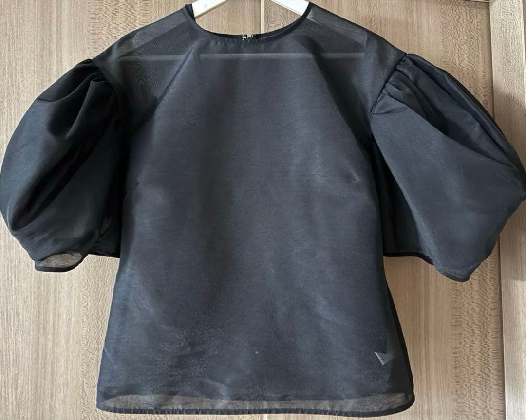 即完売　cygne ビックパフスリーブシースルートップス Nadine ブラック