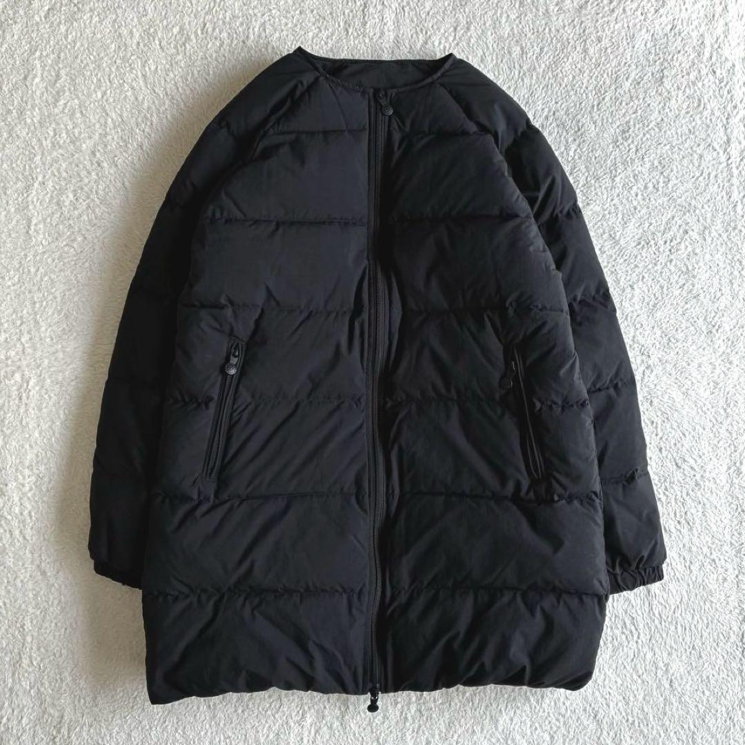 美品 ピレネックス アートニー 黒 ノーカラー ダウンコート 38 レディース