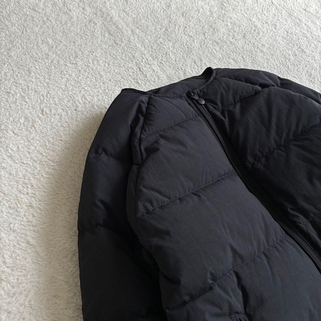 美品 ピレネックス アートニー 黒 ノーカラー ダウンコート 38 レディース