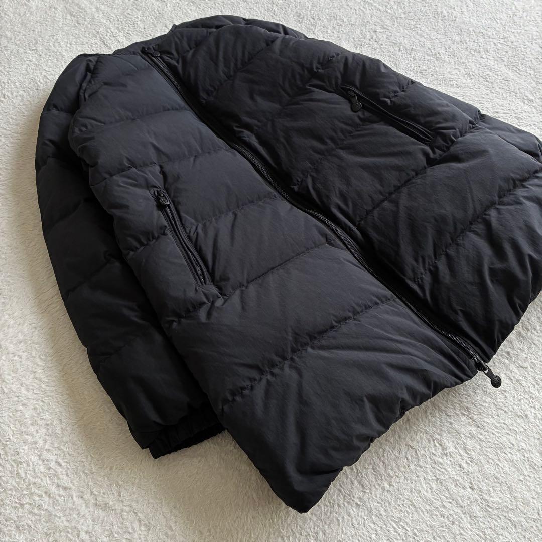 美品 ピレネックス アートニー 黒 ノーカラー ダウンコート 38 レディース