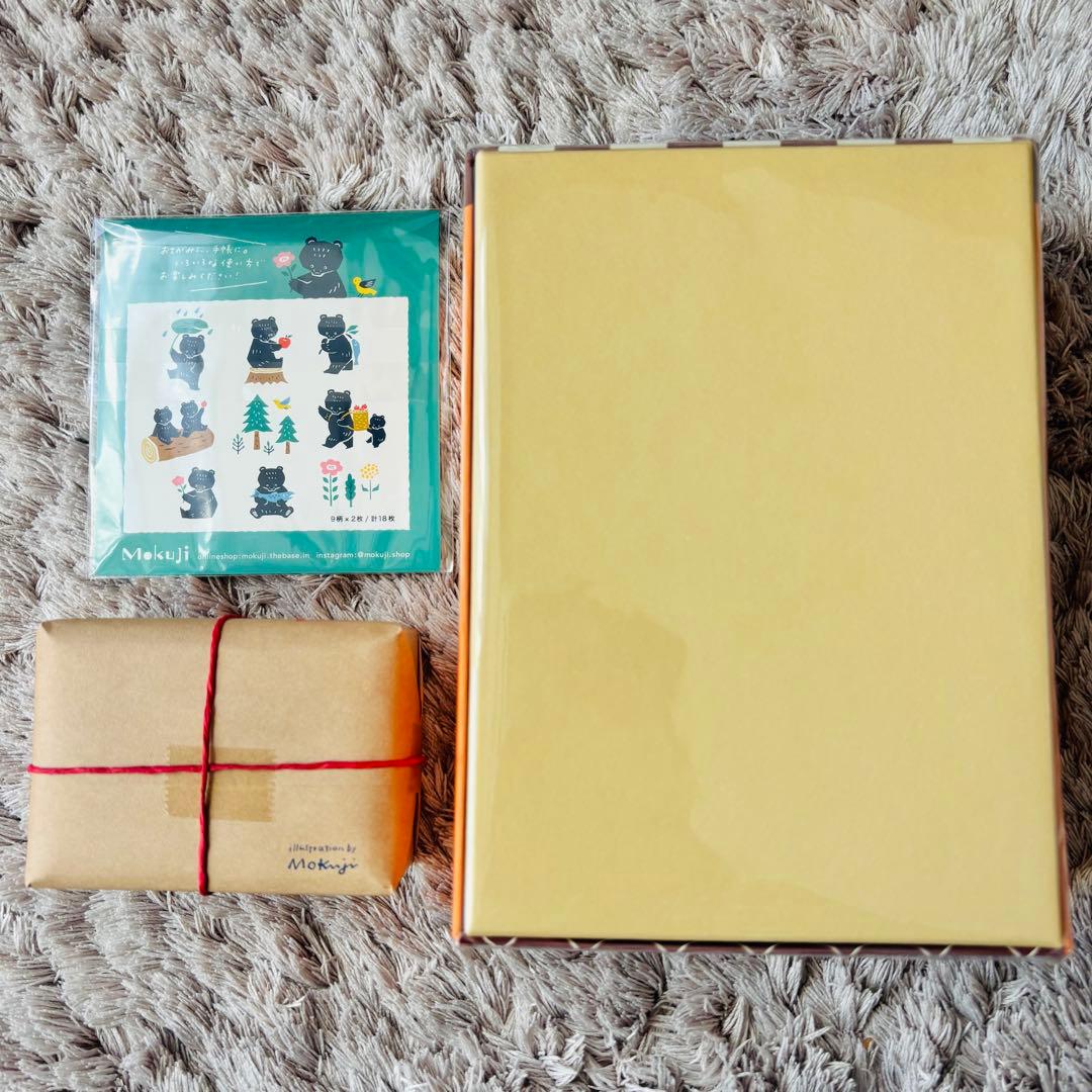 Mokuji クマの喫茶BOX 熊の郵便屋さん フレークシール スタンプ 紙博