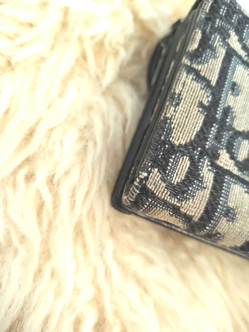 確実正規品　Dior ロゴ入り三つ折り財布 ネイビー　サドルトロッター