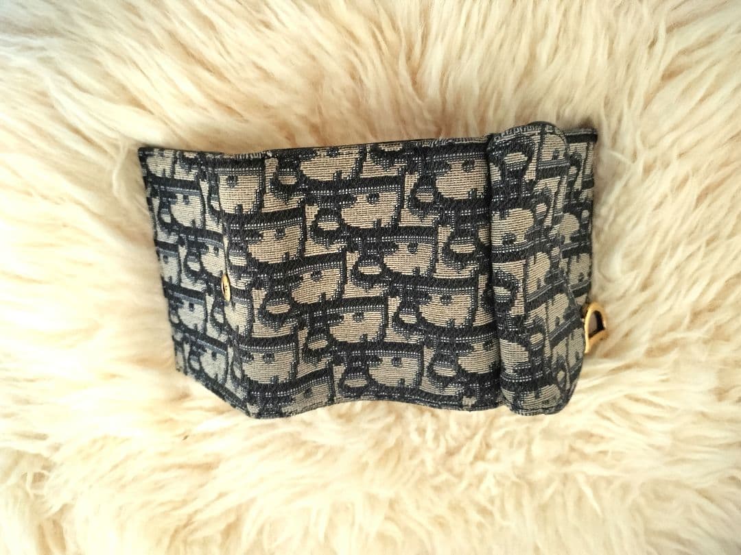 確実正規品　Dior ロゴ入り三つ折り財布 ネイビー　サドルトロッター