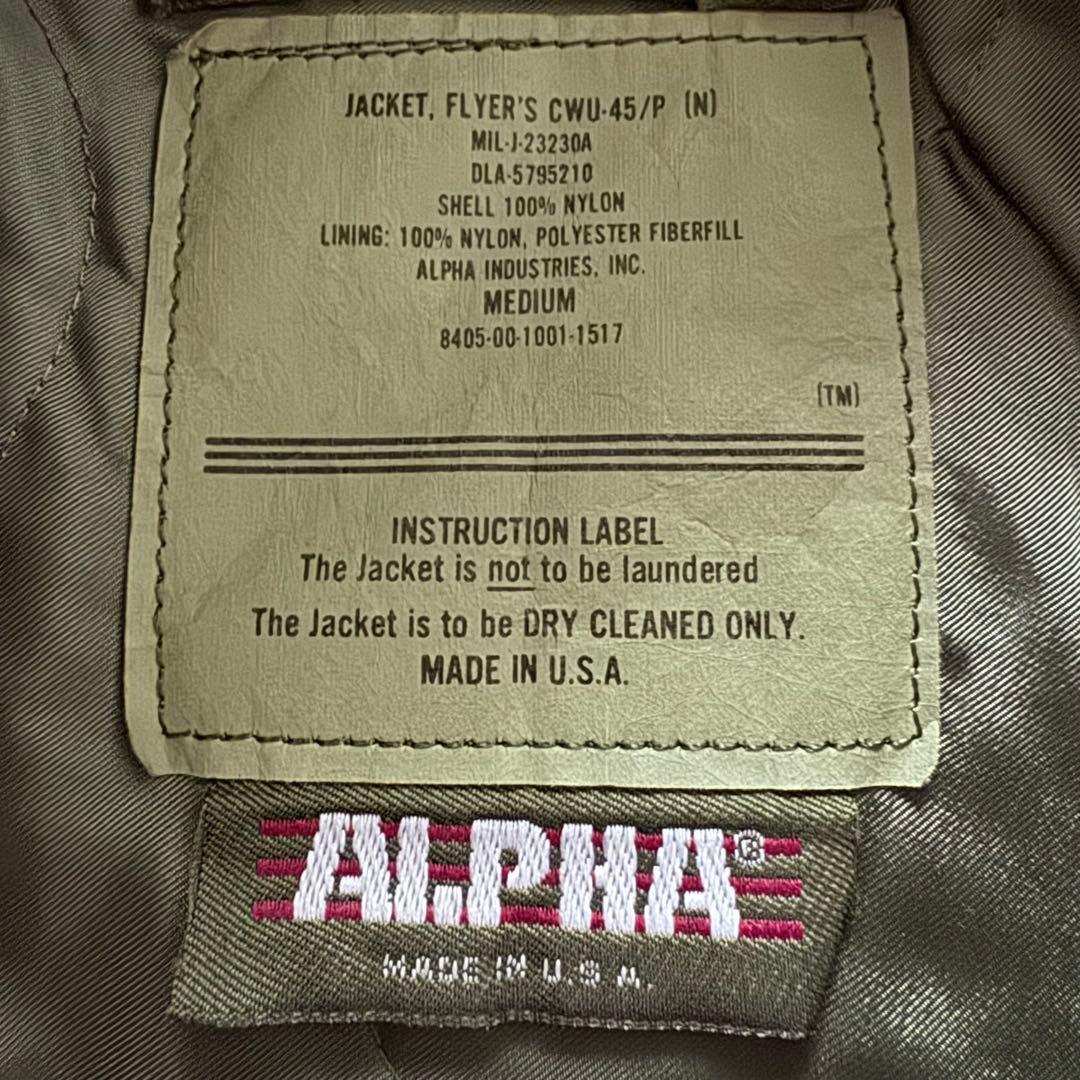 80s alpha フライトジャケット　cwu-45p 旧タグ　USA製　M