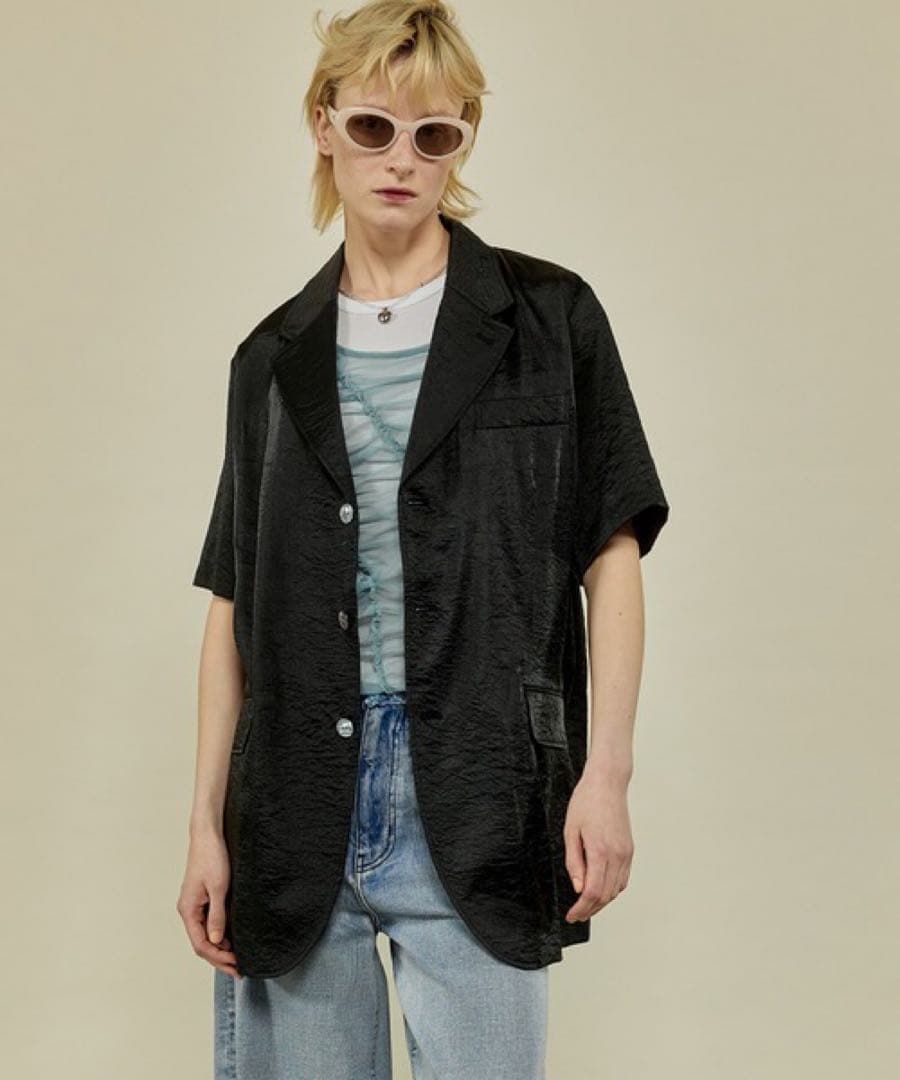MAISON SPECIAL 新品 シルキーシャンブレーハーフスリーブジャケット