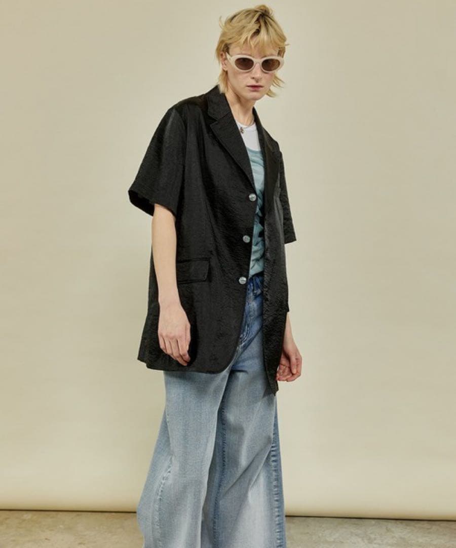 MAISON SPECIAL 新品 シルキーシャンブレーハーフスリーブジャケット