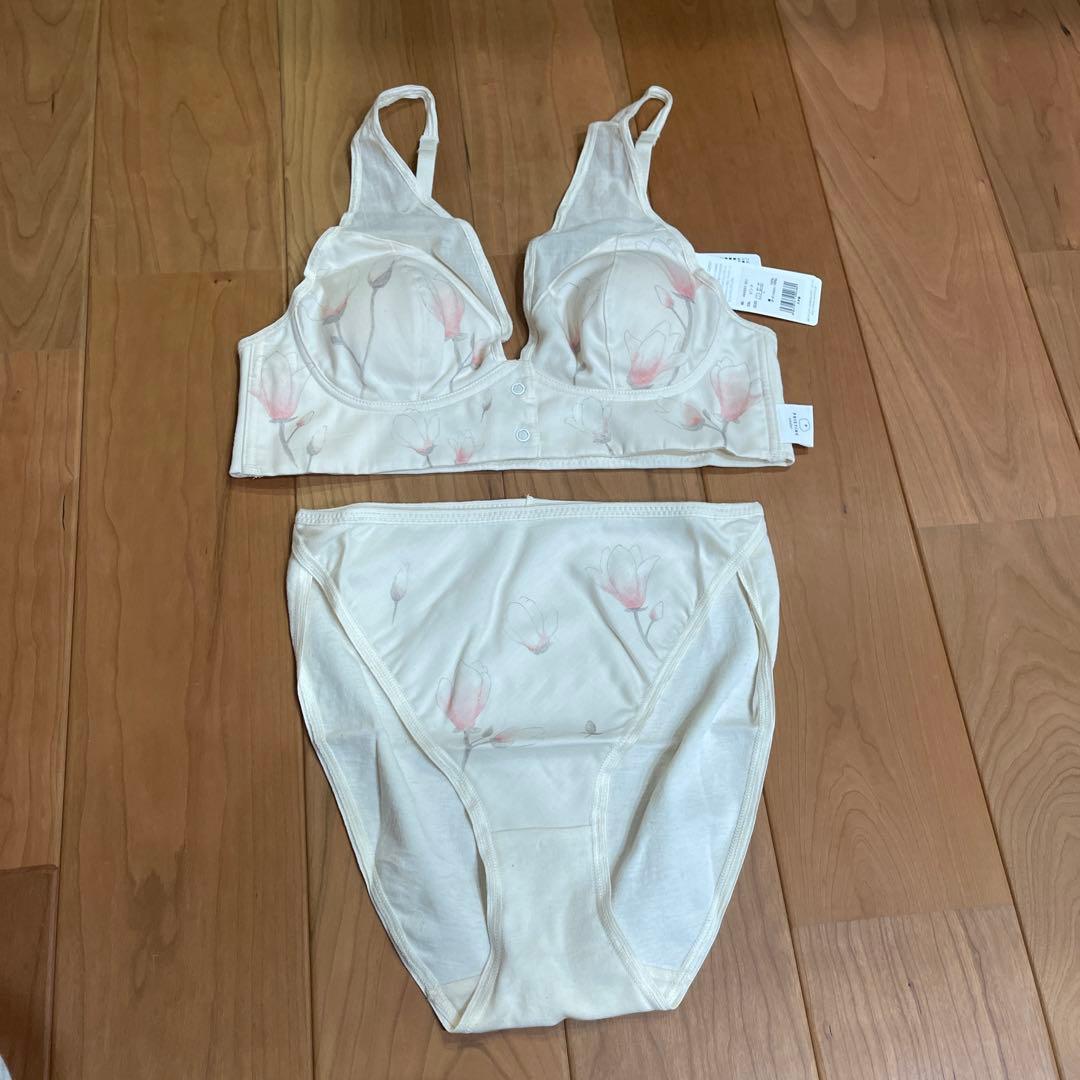 PRISTINE オーガニックコットン ブラジャーショーツセット L 木蓮