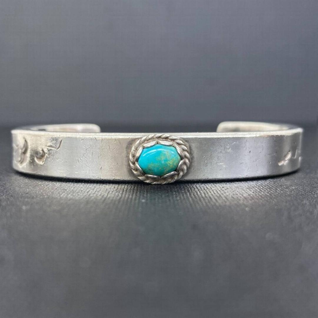 STUDIO T&Y シルバー 925 手彫り ターコイズ イーグル バングル