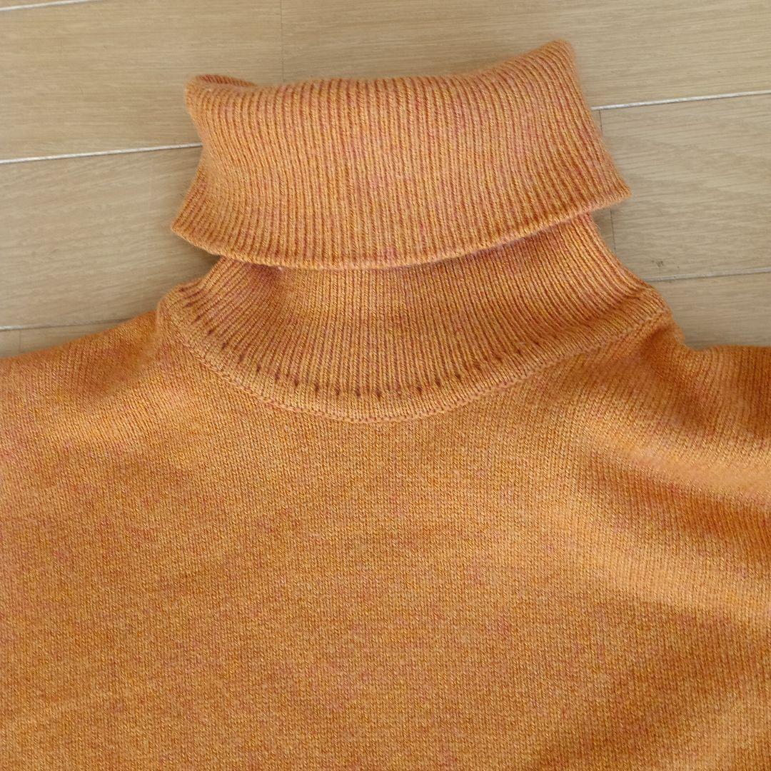 美品　HERMÈS 100%カシミヤタートル セーター　七分袖 　M　 オレンジ