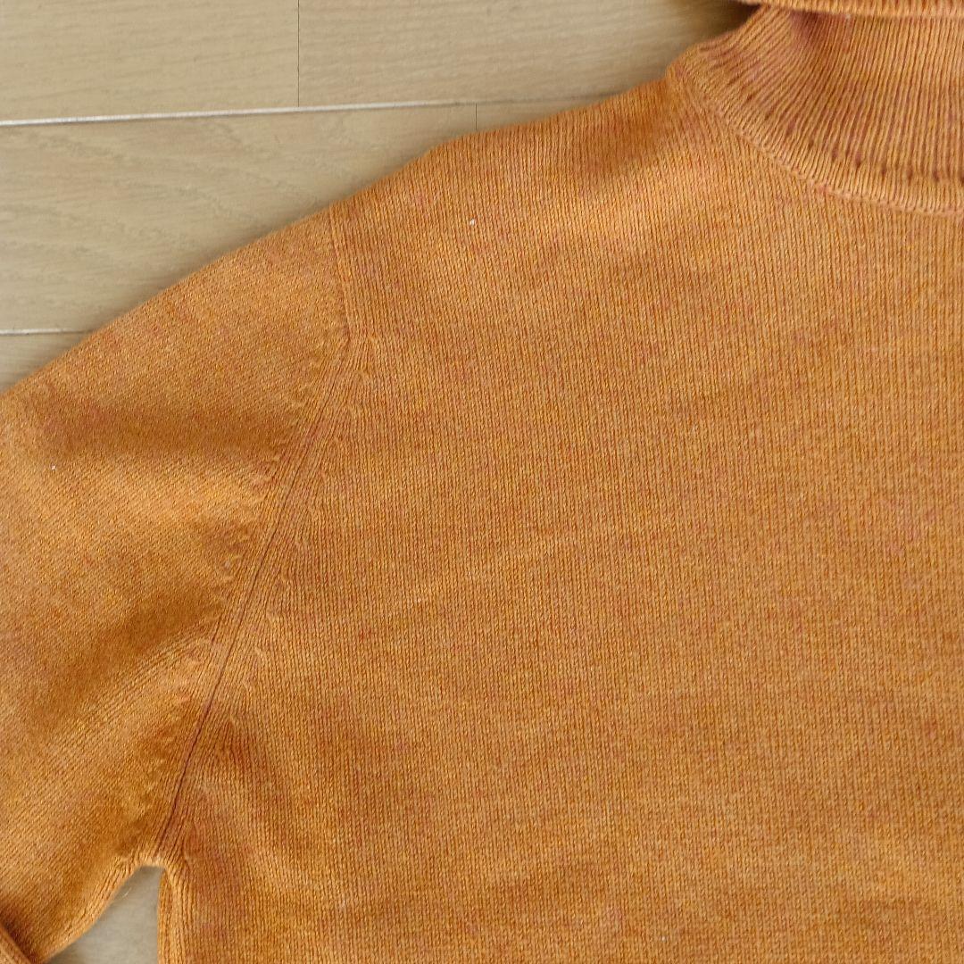 美品　HERMÈS 100%カシミヤタートル セーター　七分袖 　M　 オレンジ