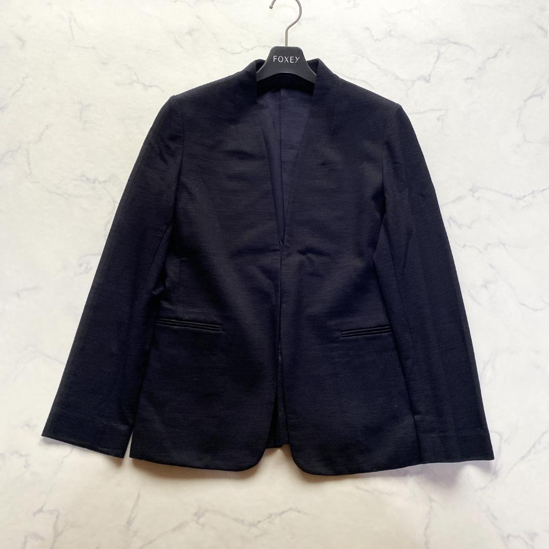 美品✨ユナイテッドアローズ セットアップ ノーカラー パンツ紺 上38 下36