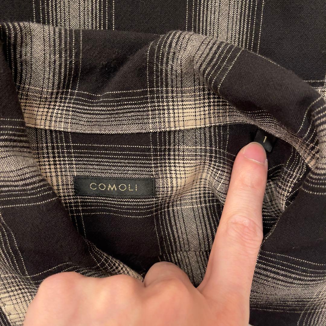 COMOLI 23SS レーヨンチェックオープンカラーシャツ サイズ1