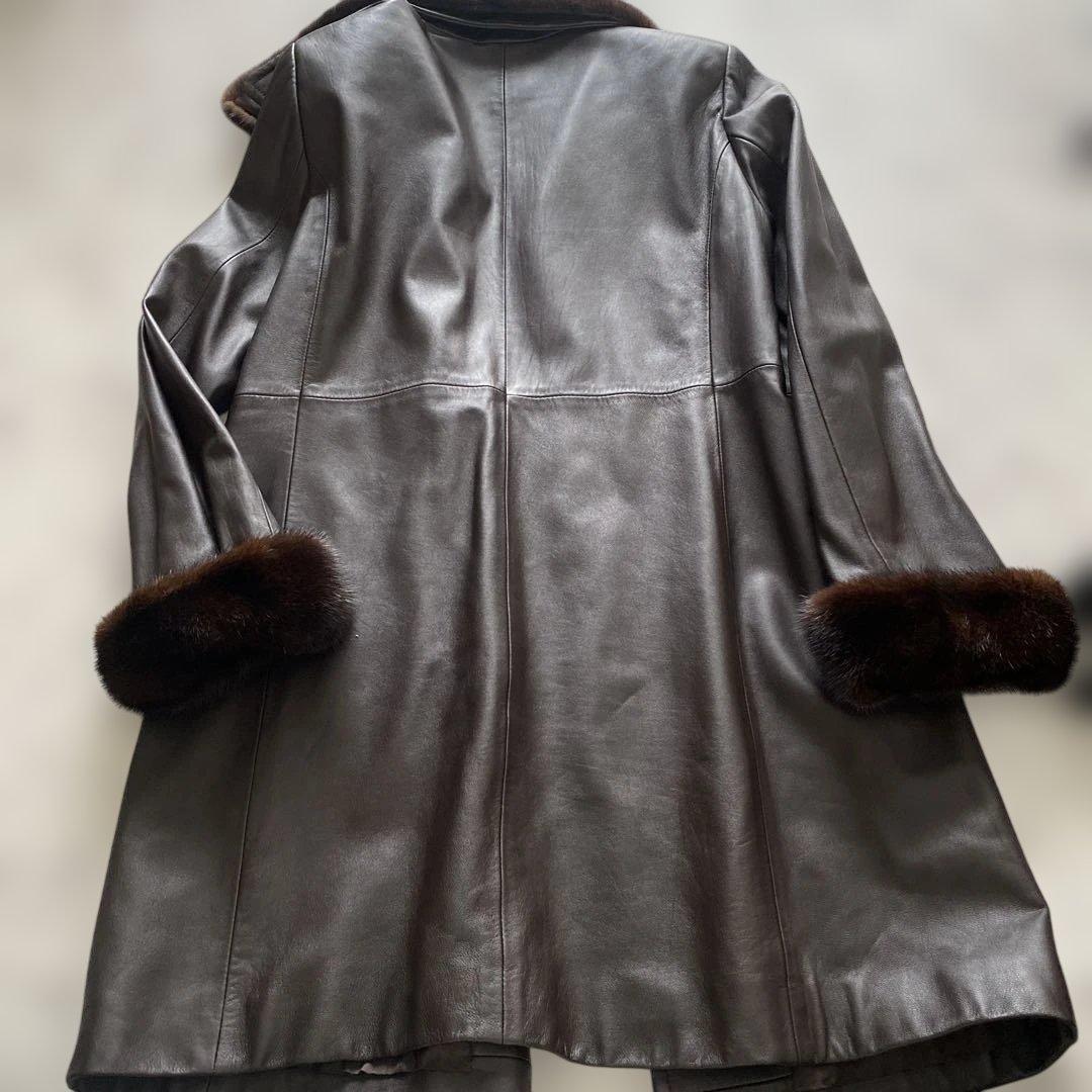 BALMAIN ダークブラウン ファー付きジャケットコート