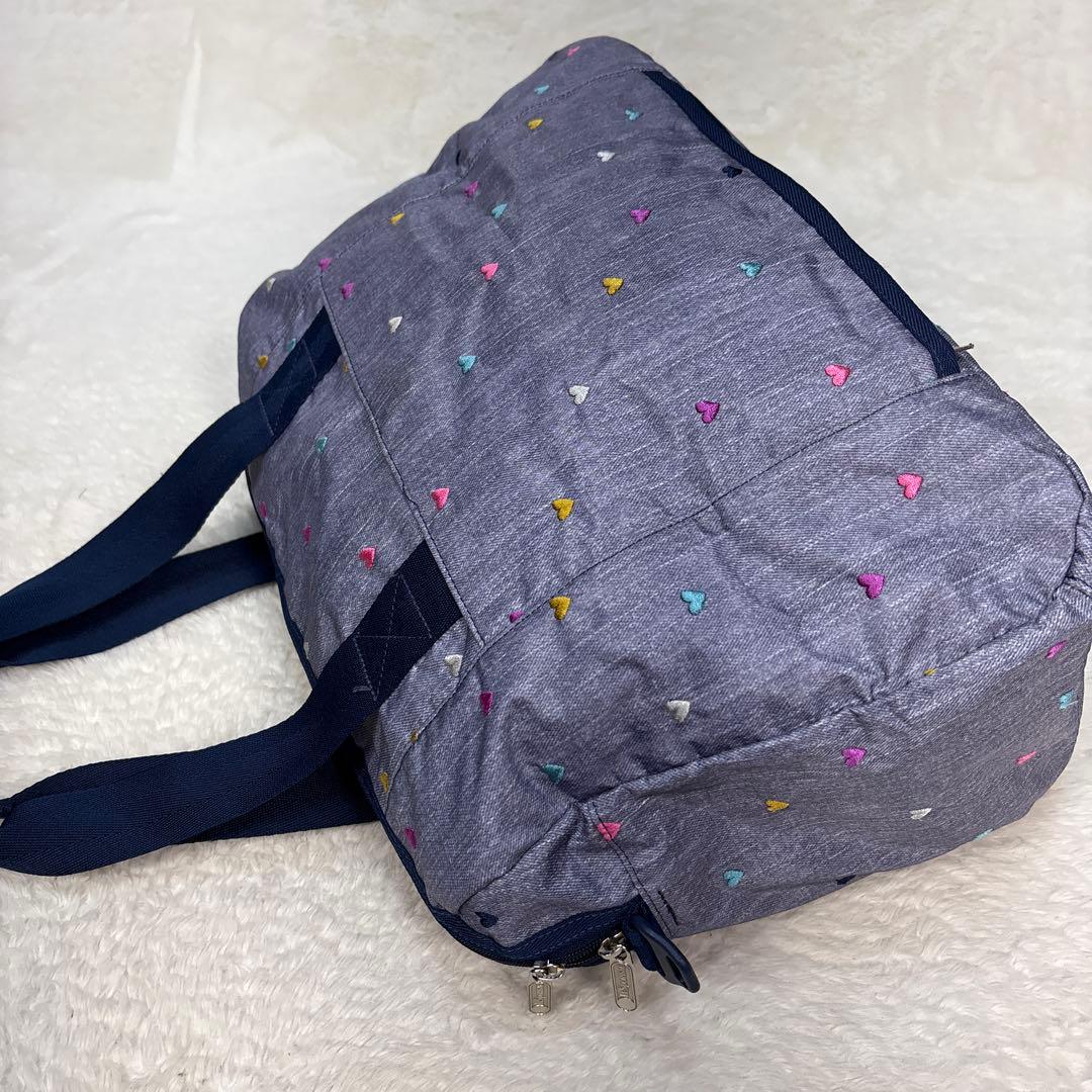 美品レスポートサック ショルダーバッグ　キャリーオン　デニム調　刺繍