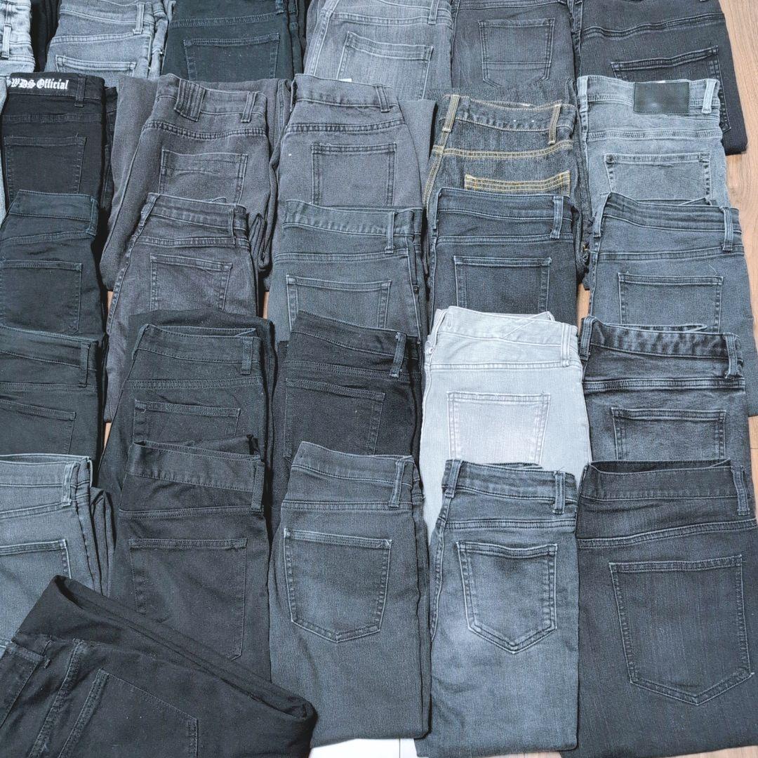 ブラックデニムパンツ 50本まとめ売り リメイク素材 ハンドメイド生地 はぎれ