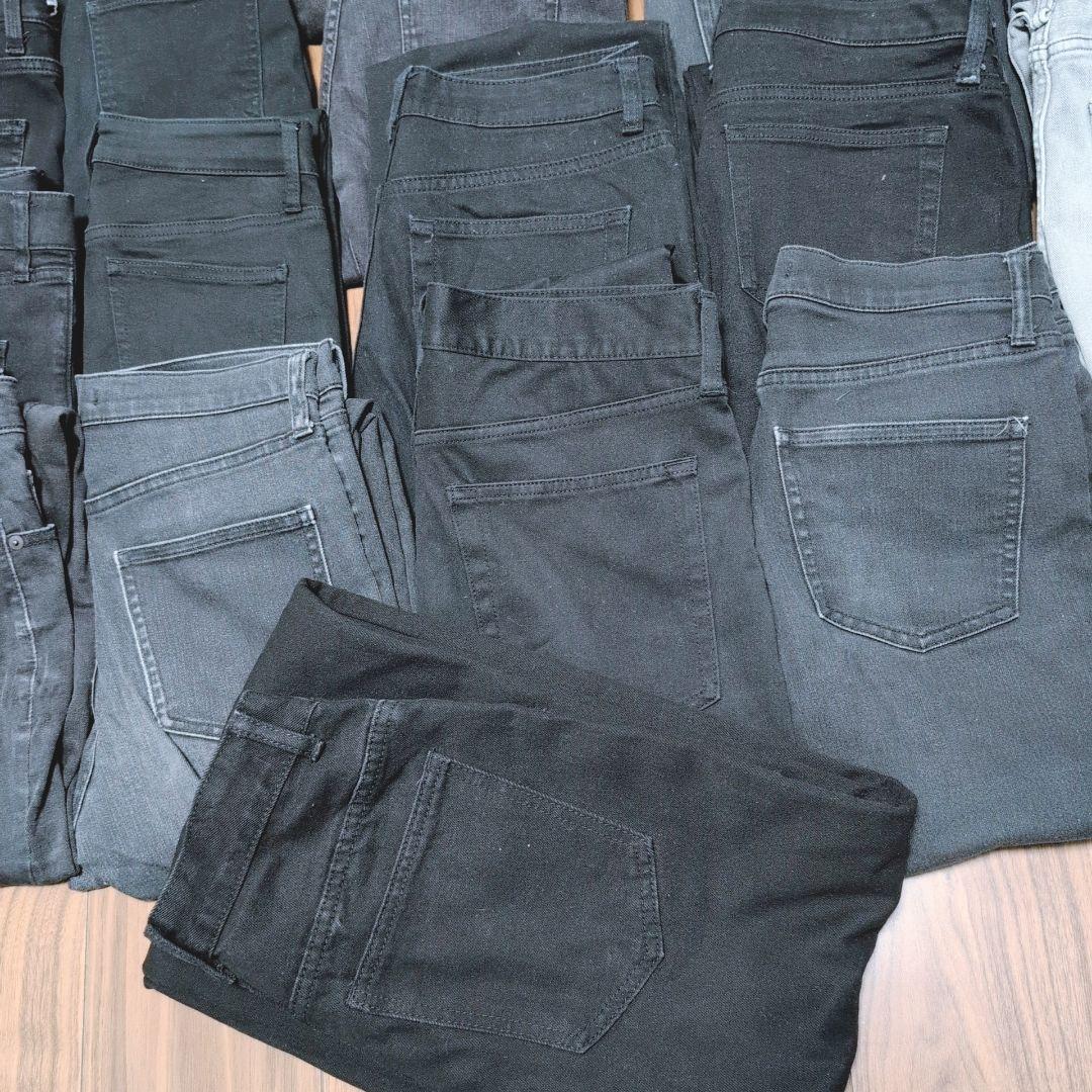 ブラックデニムパンツ 50本まとめ売り リメイク素材 ハンドメイド生地 はぎれ