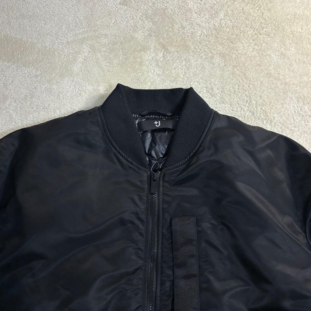 【美品】ユニクロ +J ハイブリッドダウンオーバーサイズMA-1ブルゾン 黒 L