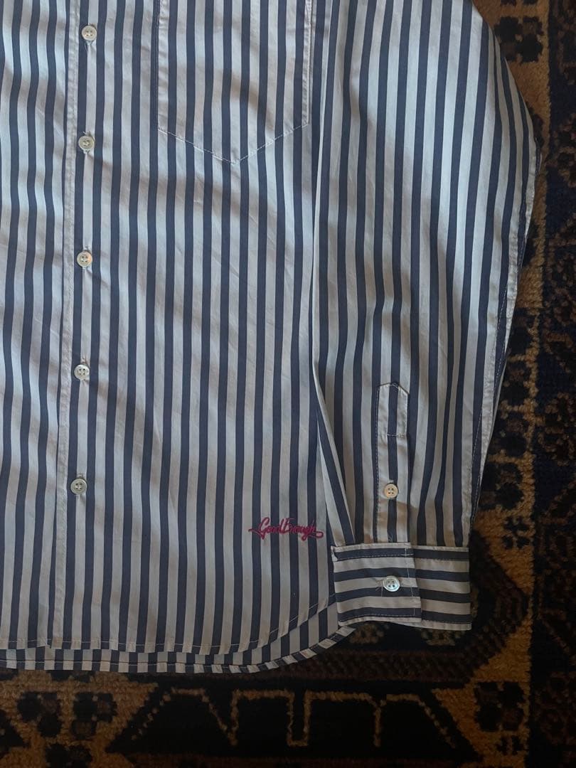 希少 美品 GOODENOUGH BACK LOGO STRIPE SHIRTS