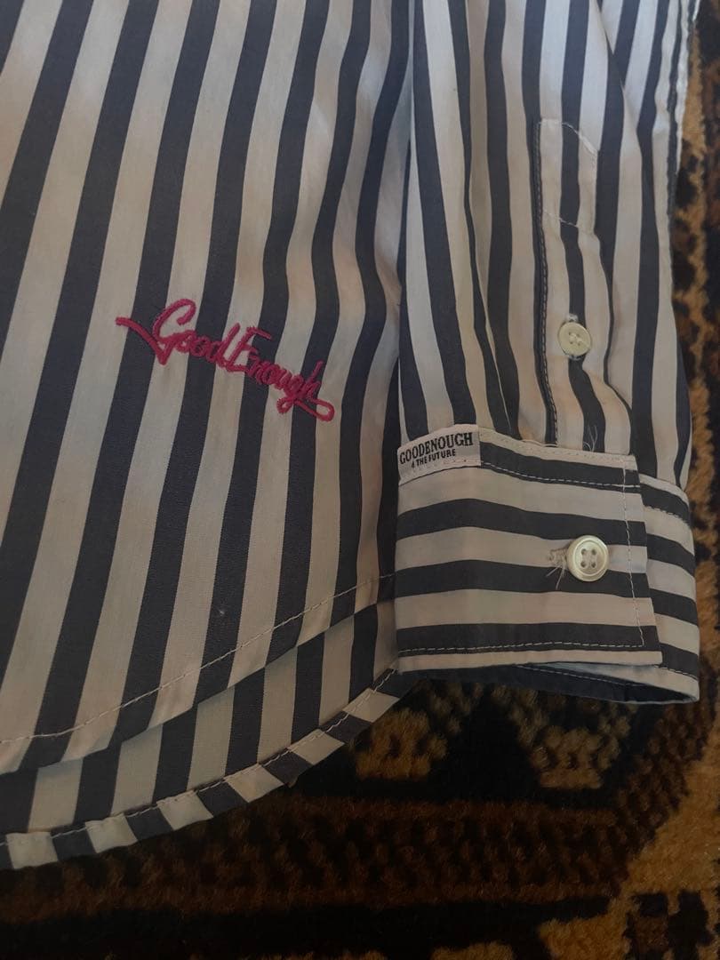 希少 美品 GOODENOUGH BACK LOGO STRIPE SHIRTS