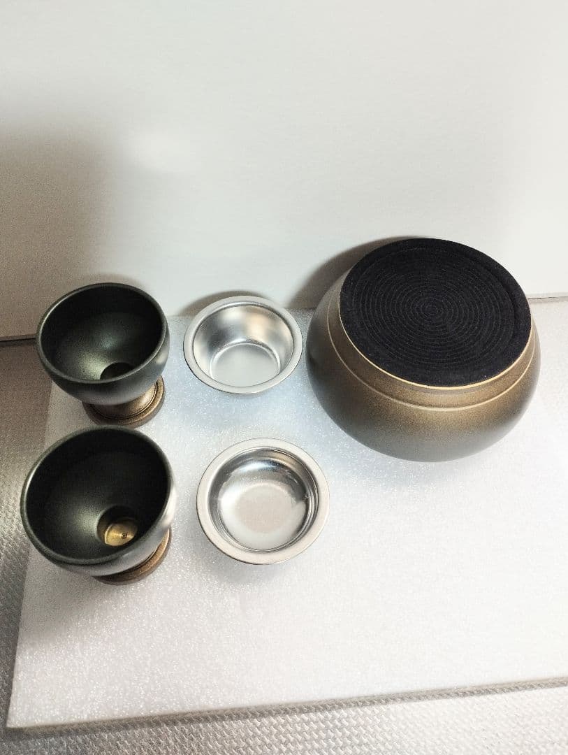 値下げ【新品・未使用】モダン仏具セット3.0寸緑茶マット