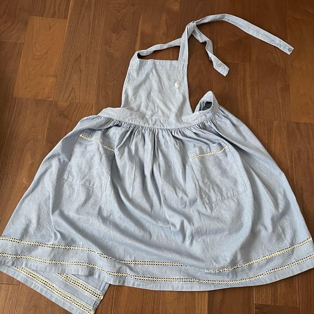 Ralph Lauren 水色 ラルフローレン アディソンシャンブレイ エプロン