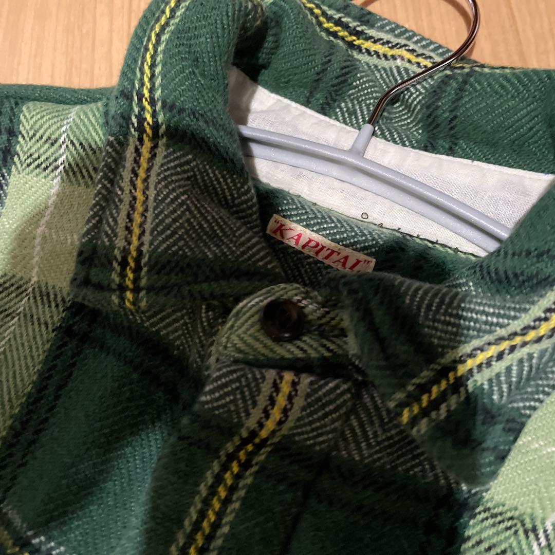 キャピタル KAPITAL ヘビーネル 二重 ネルシャツ ブルゾン 2 グリーン