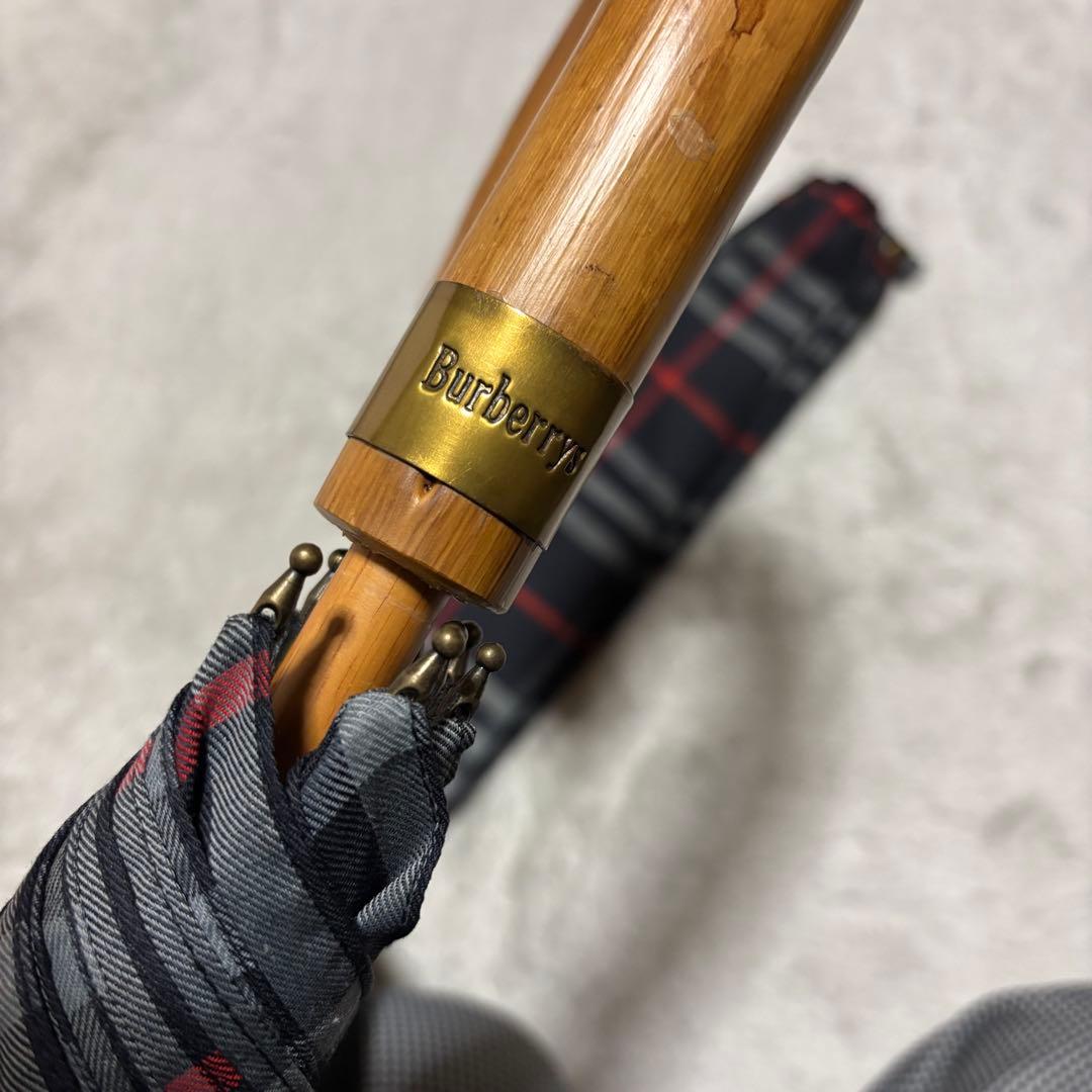 極美品 Burberrys バーバリー 長傘 ノバチェック ネイビー　傘袋あり