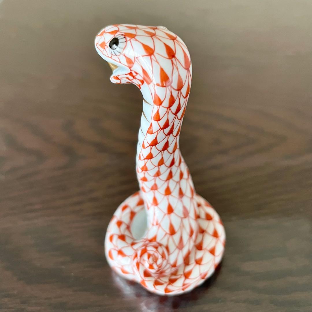 美品 HEREND ヘレンド フィギュリン 干支 2001年 巳 ヘビ 赤