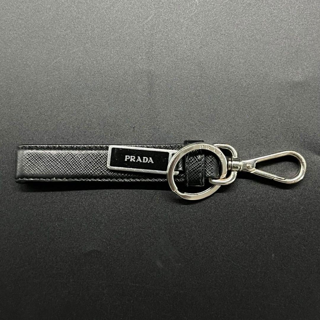 極美品　プラダ　PRADA　キーリング　チャーム　ブラック　ロゴ