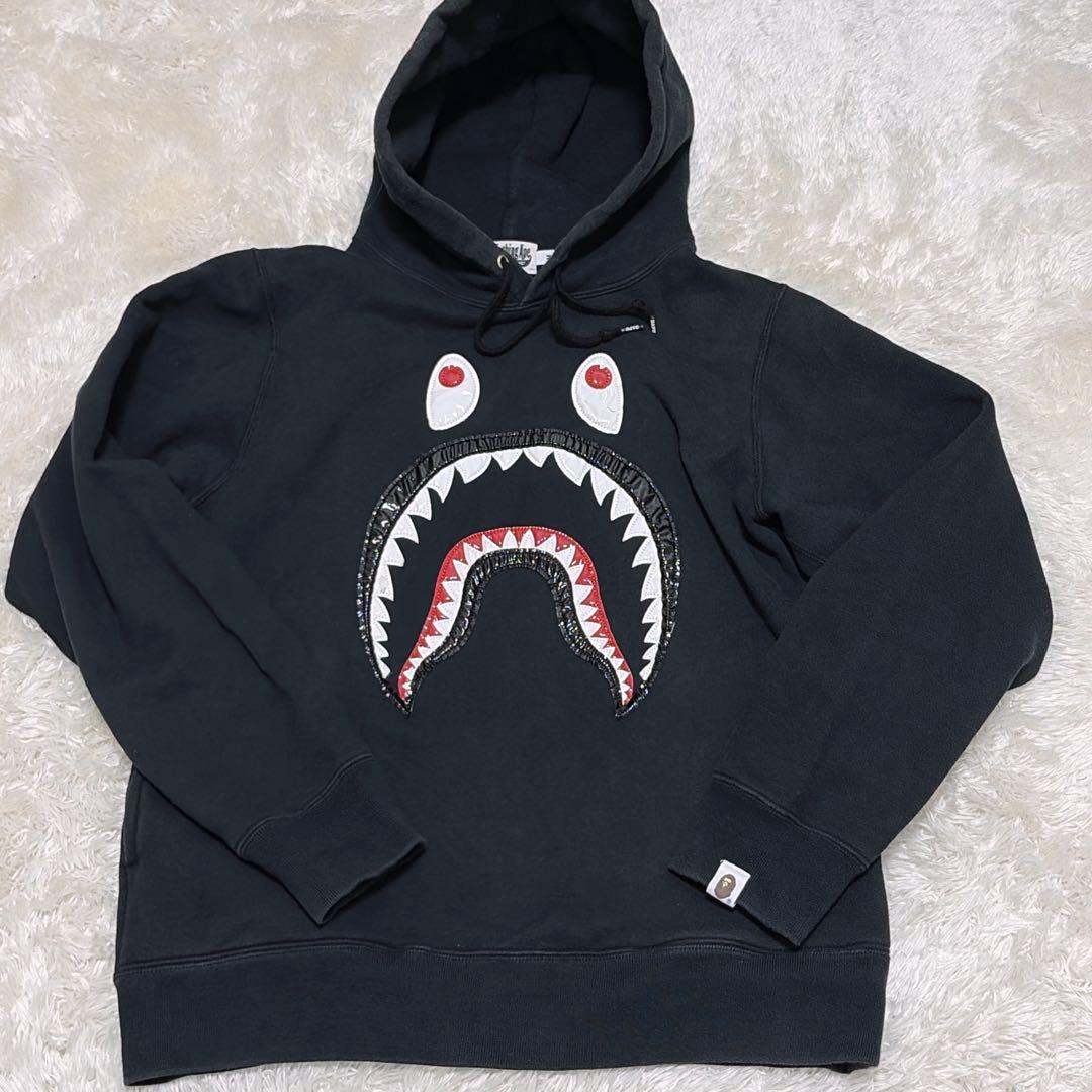 人気デザイン　A BATHING APE BAPE シャークパーカー ブラック