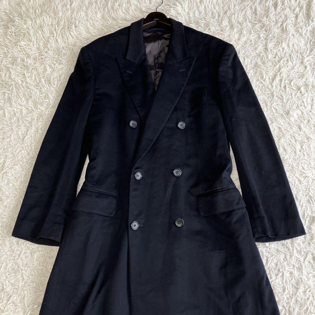 ◎美品 ロロピアーナ イタリア製カシミヤ100%ダブルチェスターコート L 黒1