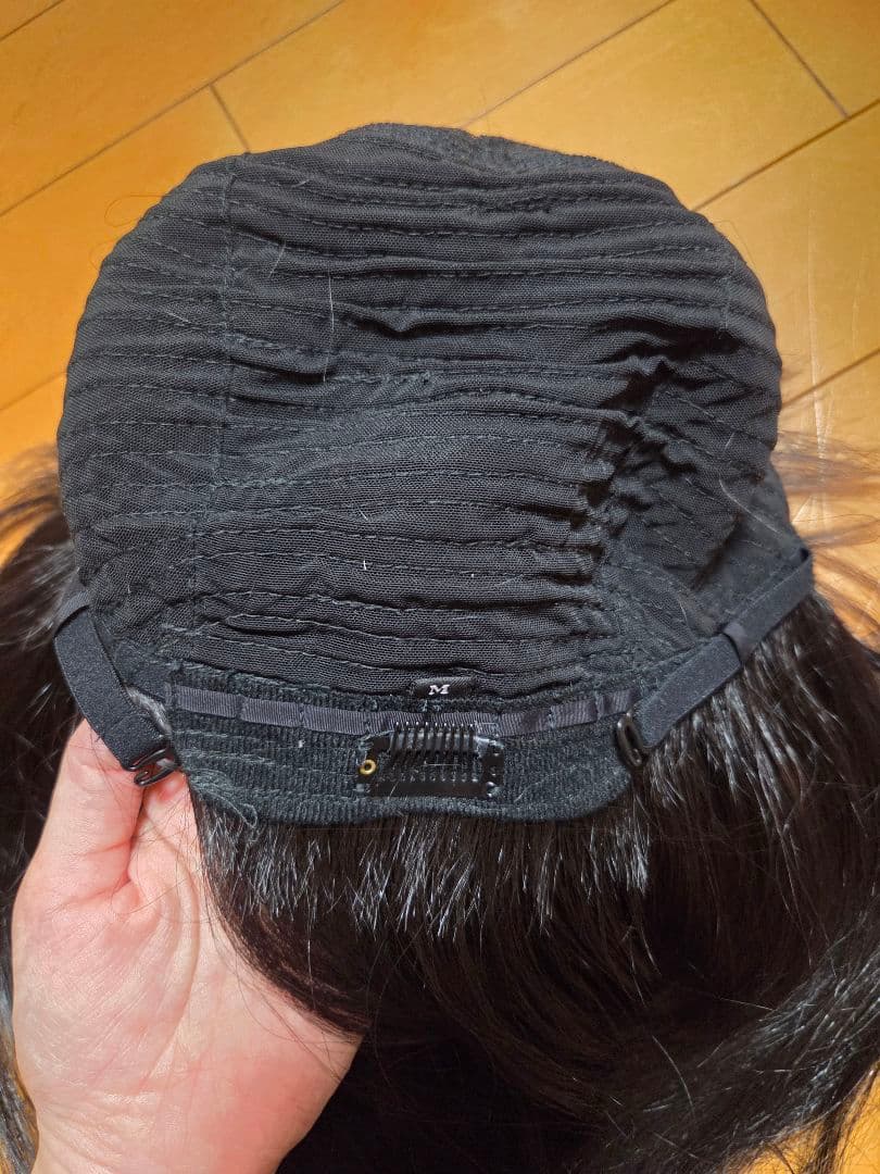 人毛ミックスロングストレートウィッグ 黒