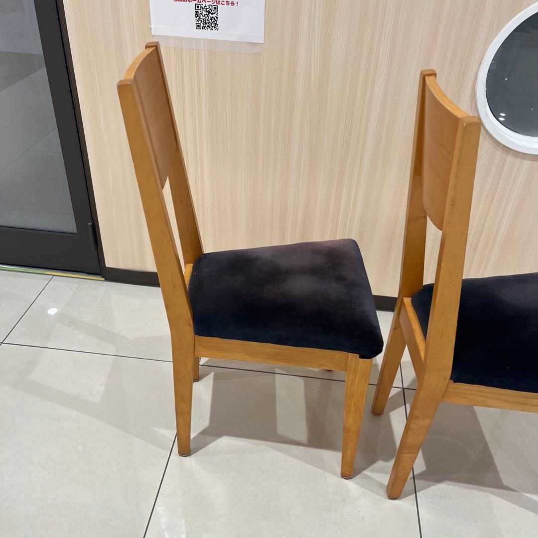 コスガ　kosuga ダークブルー　布張り　ダイニングチェア　2脚セット