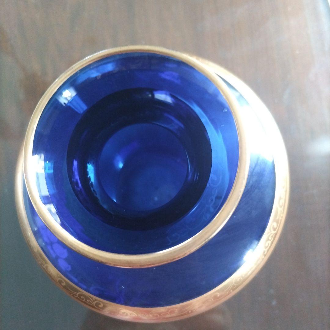 ボヘミアンガラス 金彩 フラワーベース 花瓶 インテリア アンティーク