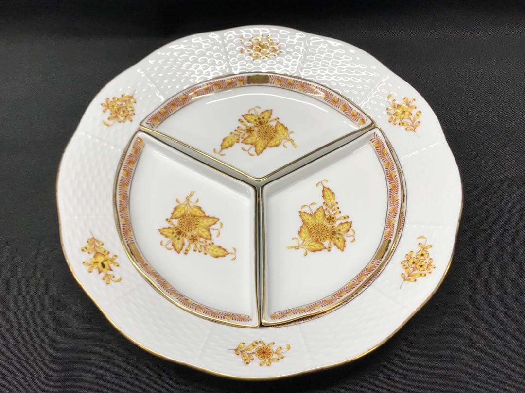 【レア】HEREND ヘレンド　アポニーイエロー　プレート　25cm 26cm