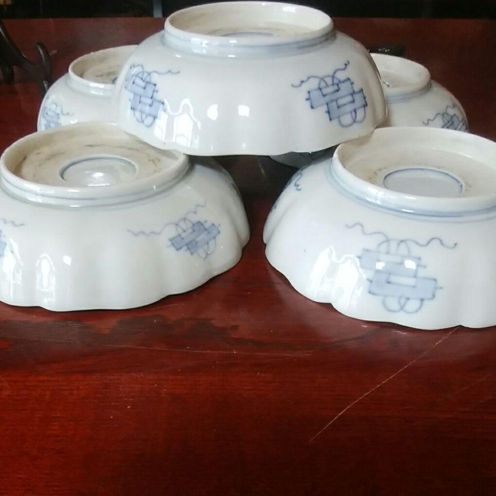 145  古伊万里　金彩錦染付　膾皿　5客