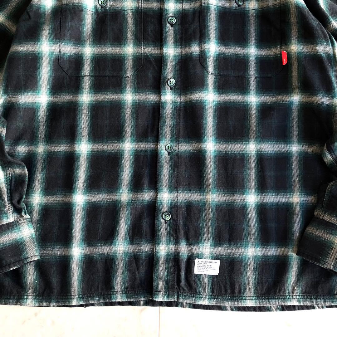 【美品】WTAPS ダブルタップス 長袖オンブレチェックシャツ グリーン系