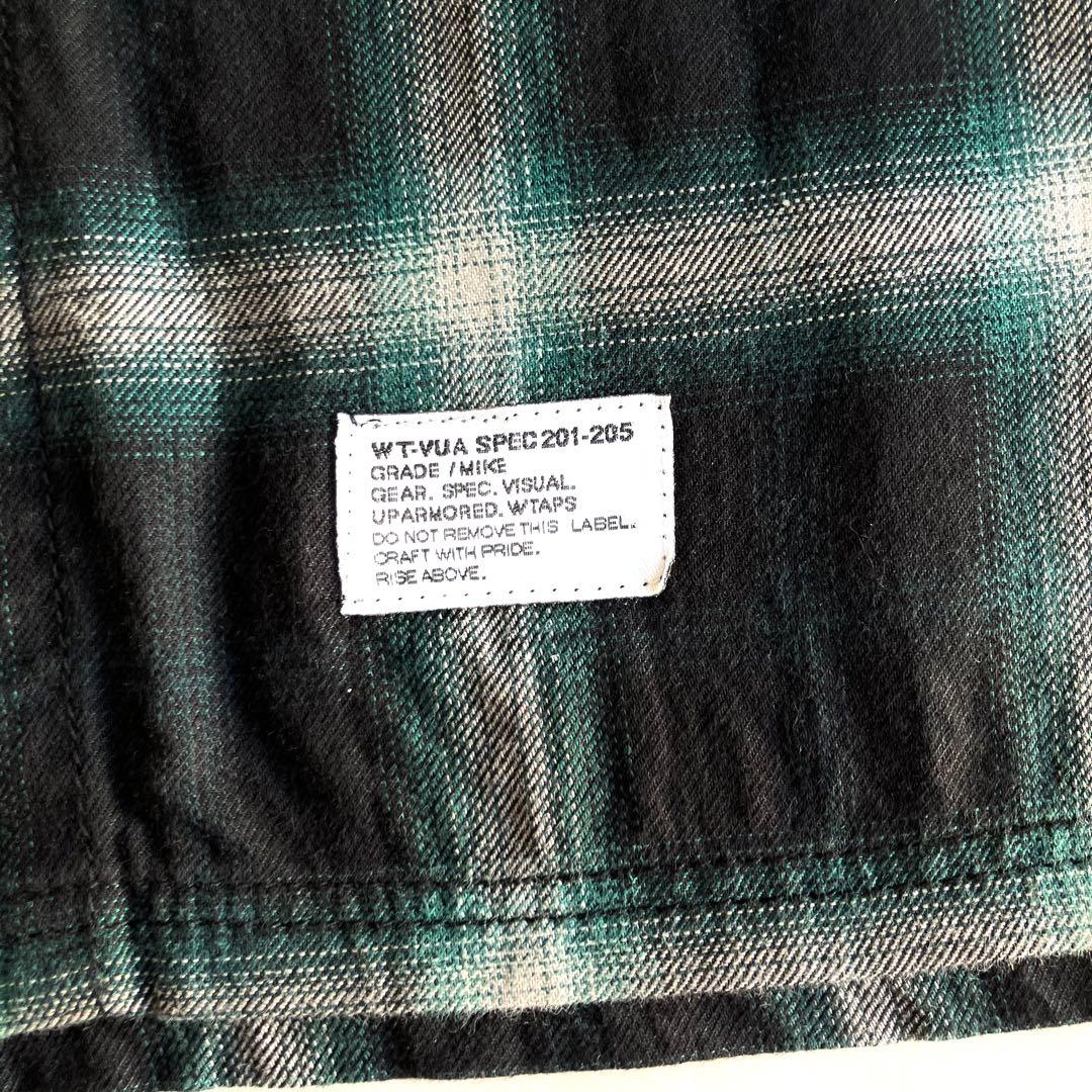 【美品】WTAPS ダブルタップス 長袖オンブレチェックシャツ グリーン系