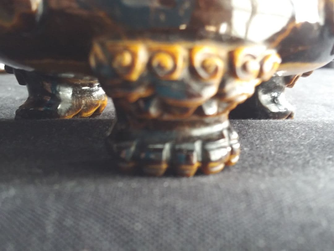 虎目石香炉　中国工芸品　置物　NO.840