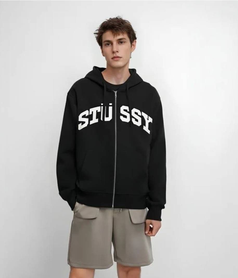 STUSSY BLOCK SPORT ZIP パーカー Sサイズ ブラック☆