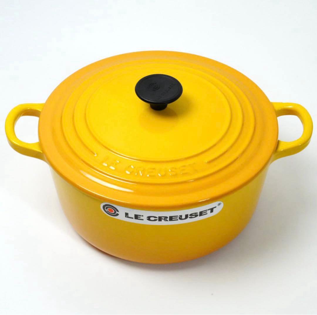 【美品】LE CREUSET　ココット ロンド ディジョンイエロー　22cm