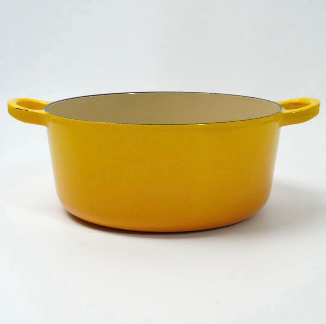 【美品】LE CREUSET　ココット ロンド ディジョンイエロー　22cm