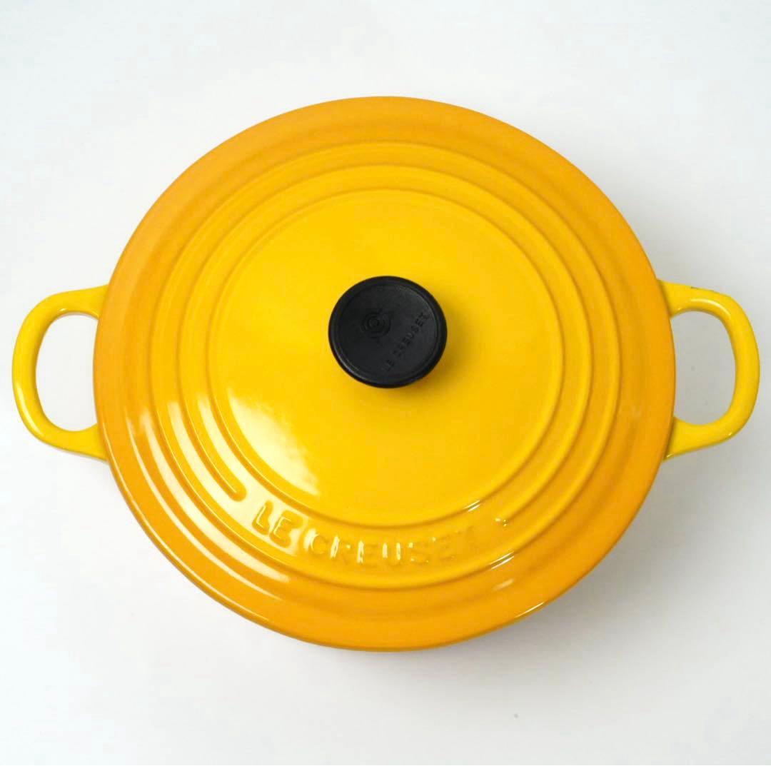 【美品】LE CREUSET　ココット ロンド ディジョンイエロー　22cm