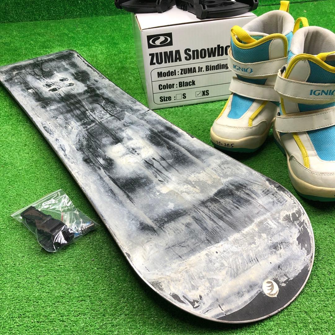 宝-646 子供用スノーボードセット 板105cm ビンディング新品 ワックス有