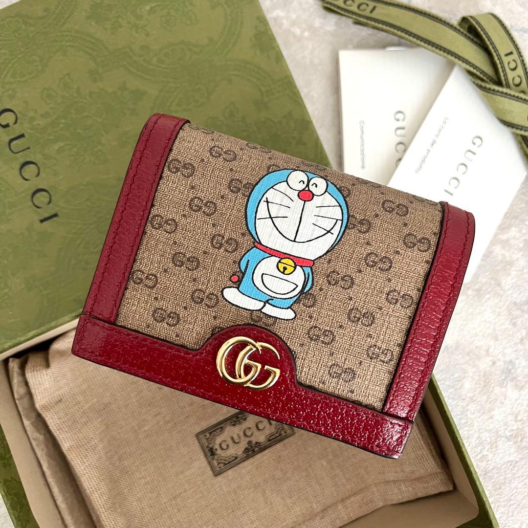 極美品✨GUCCI ドラえもん コラボ インターロッキング 二つ折り財布 PVC