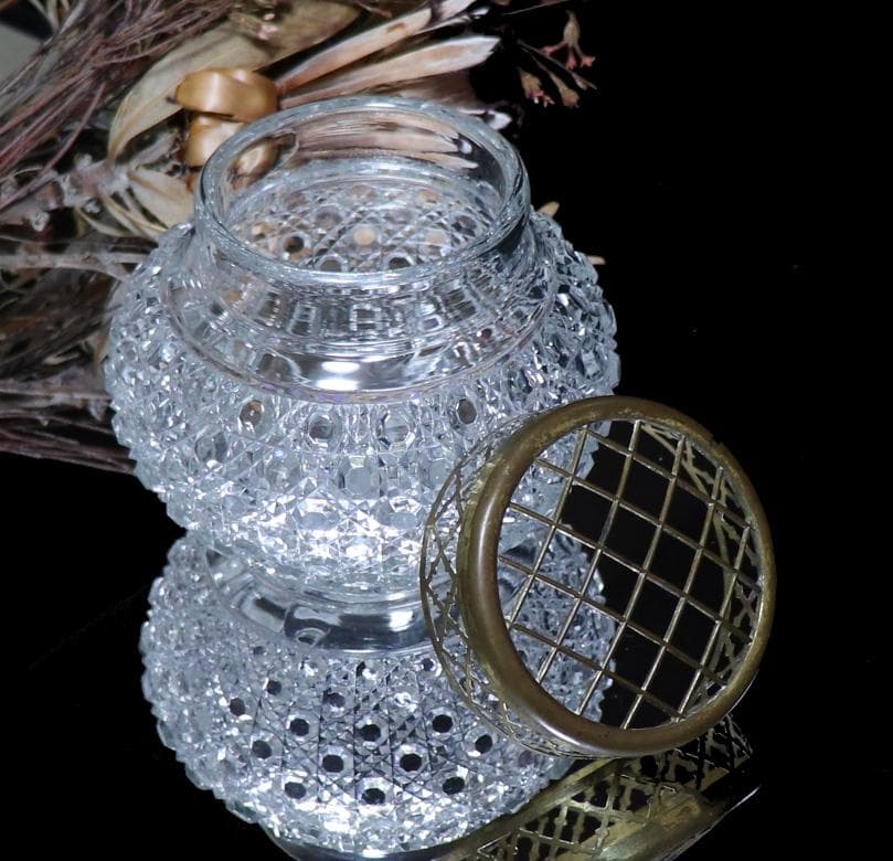 オールド・バカラ 激レア ブロンズ蓋付き 大型 キャンディボックス ディアマン