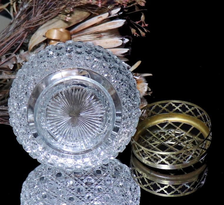 オールド・バカラ 激レア ブロンズ蓋付き 大型 キャンディボックス ディアマン