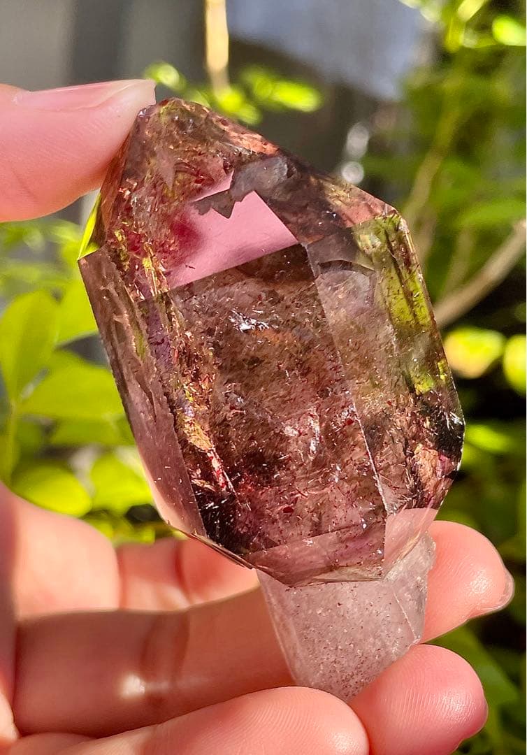 虹入り！アメジストスーパーセブン 骸骨水晶　アメジストエレスチャル　原石　天然石